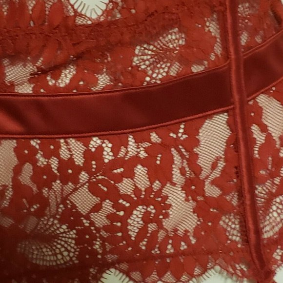City Chic Clementine Lace Garter Belt in Red XS/14 - Picture 6 of 12